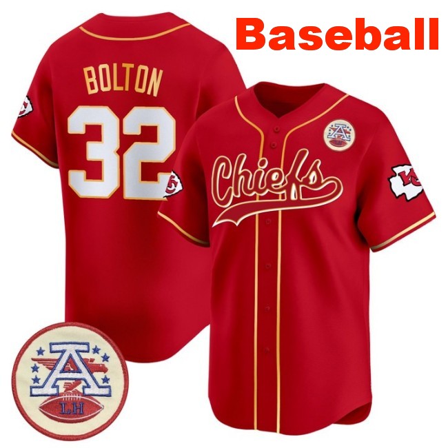 Men's Kansas City Chiefs #32 Nick Bolton Baseball 2025 Nike Limited Stitched Jersey Red