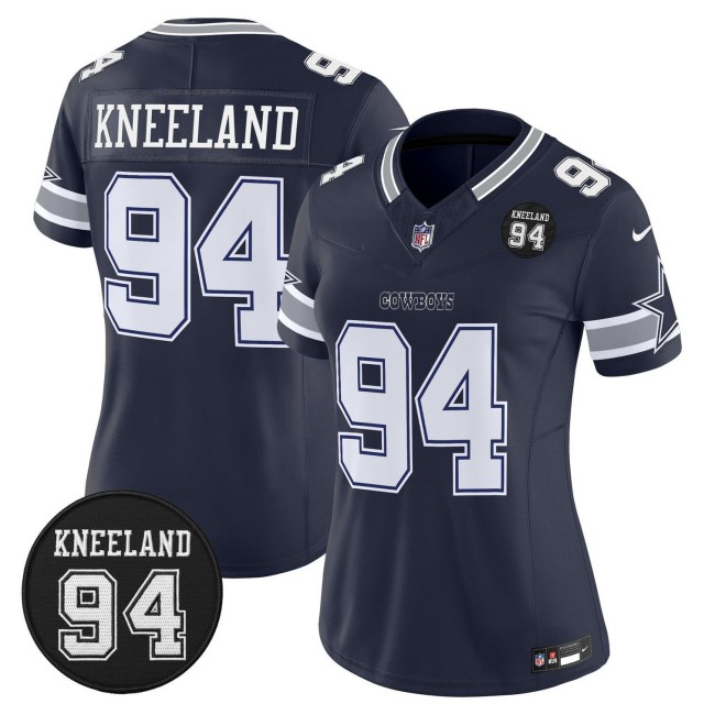 Women's Dallas Cowboys #94 Marshawn Kneeland With Memorial Patch F.U.S.E. Vapor Limited Stitched Jersey Navy