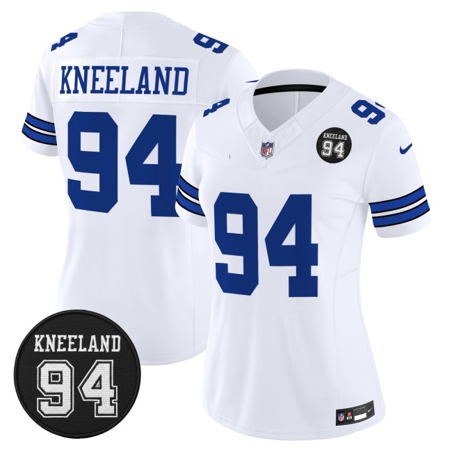 Women's Dallas Cowboys #94 Marshawn Kneeland With Memorial Patch F.U.S.E. Vapor Limited Stitched Jersey White