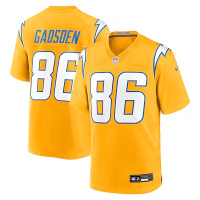 Men's Los Angeles Chargers #86 Oronde Gadsden Gold Alternate Charger Power Vapor Limited Stitched Jersey