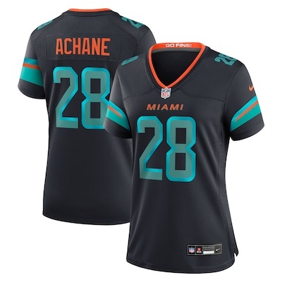 Women's Miami Dolphins #28 De'Von Achane Pitch Blue Nike 2025 Rivalries Collection Stitched Vapor Untouchable Limited Jersey