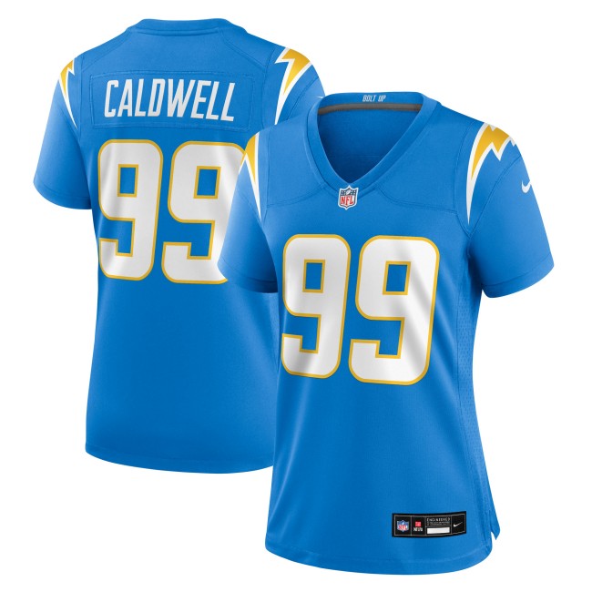 Women's Los Angeles Chargers #99 Jamaree Caldwell Powder Blue Team Nike 2025 Stitched Game Jersey