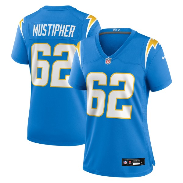 Women's Los Angeles Chargers #62 Sam Mustipher Nike Powder Blue Team Stitched Game Jersey