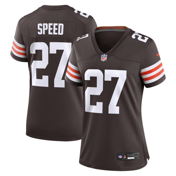 Women's Cleveland Browns #27 Ameer Speed Nike Brown Team Stitched Game Jersey