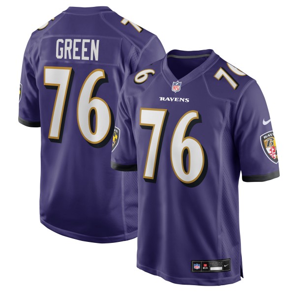 Men's Baltimore Ravens #76 Kenyon Green Nike Purple Team Stitched Game Jersey