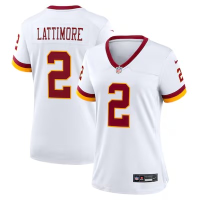 Women's Washington Commanders #2 Marshon Lattimore White Game Super Bowl Era Stitched Jersey