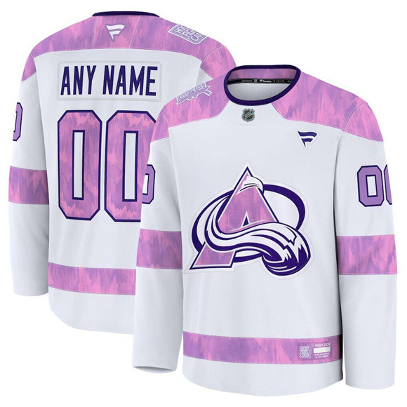 Men's Colorado Avalanche Custom White 2024 Fights Cancer Stitched Jersey
