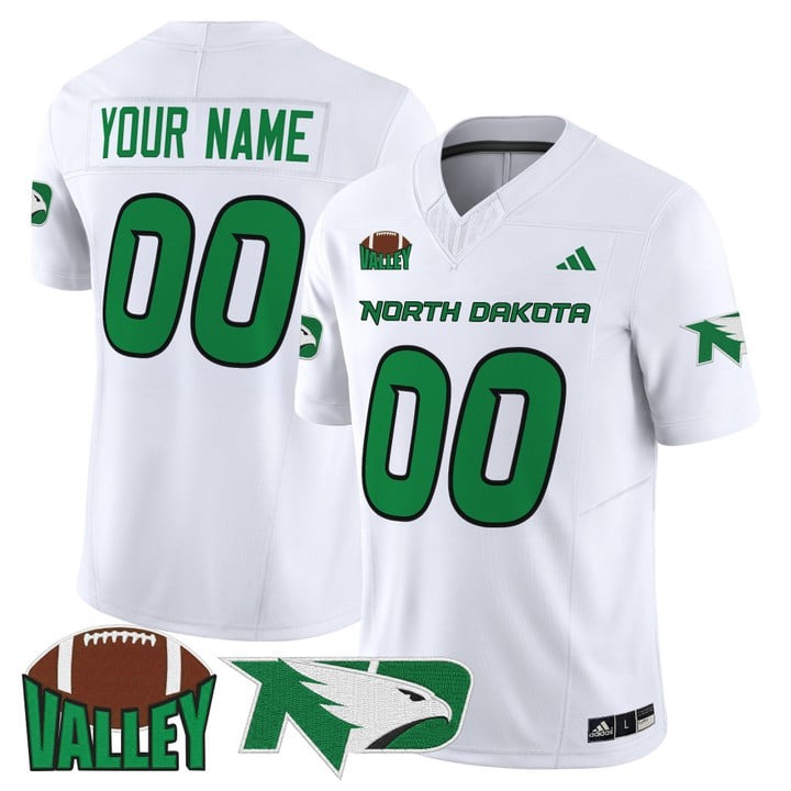 Men's North Dakota Fighting Hawks Custom football 2025 Vapor F.U.S.E. Limited Stitched Jersey White