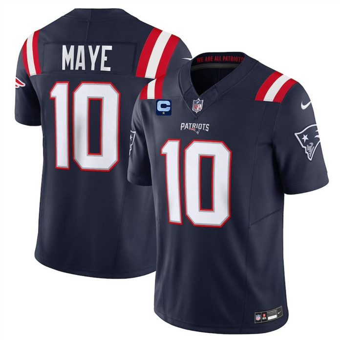 Men's New England Patriots #10 Drake Maye Navy 2025 F.U.S.E. With 1-Star C Patch Vapor Limited Stitched Football Jersey
