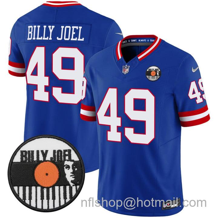 Men's Billy Joel × New York Giants #49 Billy Joel Royal F.U.S.E. Vapor Limited stitched throwback Jersey