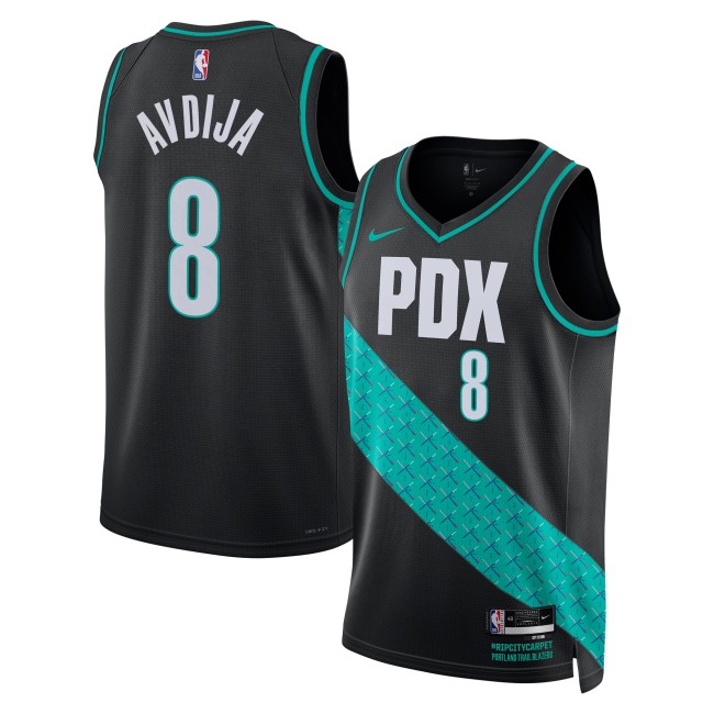 Men's Portland Trail Blazers #8 Deni Avdija Black 2025-26 City Edition Swingman Nike Stitched Jersey