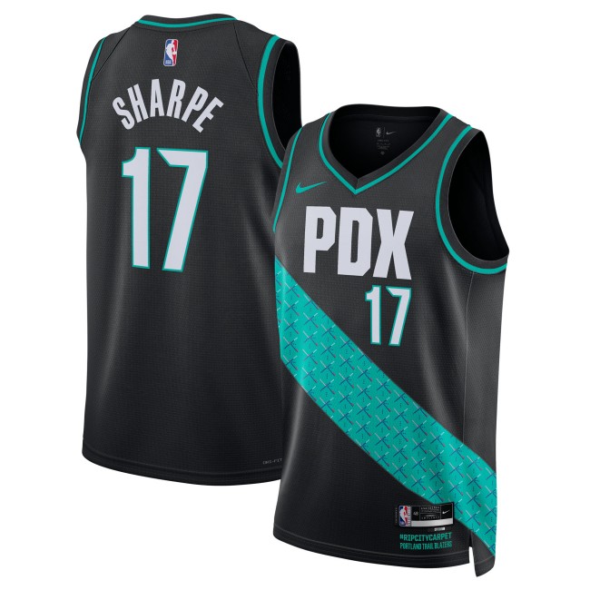 Men's Portland Trail Blazers #17 Shaedon Sharpe Black 2025-26 City Edition Stitched Swingman Jersey