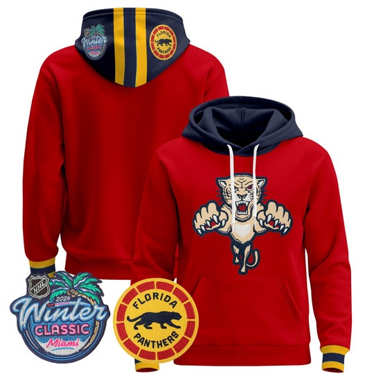 Men's Florida Panthers Blank Red 2026 Winter Classic Premium Stitched Pullover Hoodie