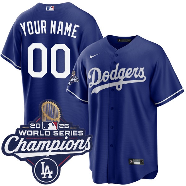 Men's Los Angeles Dodgers Custom Nike Royal 2025 Alternate World Series Champions Jersey