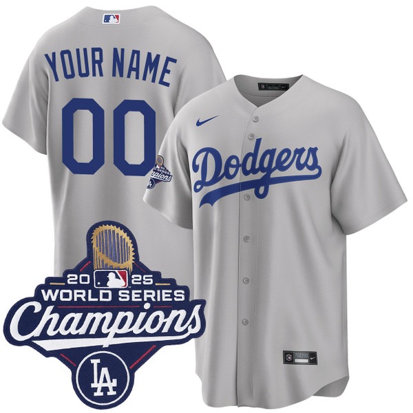 Men's Los Angeles Dodgers Custom Nike Alternate 2025 Road World Series Champions Jersey