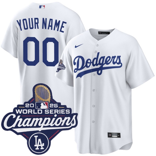 Men's Los Angeles Dodgers Custom Nike Home 2025 World Series Champions Jersey