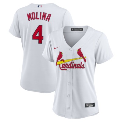 Women's St. Louis Cardinals #4 Yadier Molina White Home 2025 Nike Replica Stitched Jersey