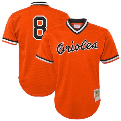 Youth Baltimore Orioles Cal Ripken Jr. Orange 2025 Throwback Mesh Batting Practice Stitched Jersey NO NAME