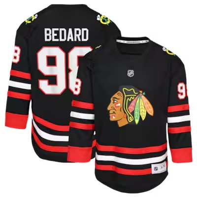 Youth Chicago Blackhawks #98 Connor Bedard Black Alternate 2025 Stitched Hockey Jersey