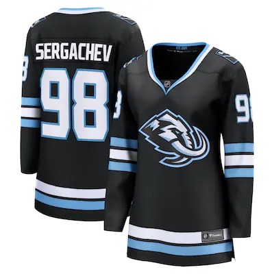 Women's Utah Mammoth #98 Mikhail Sergachev Black Home Stitched Breakaway Player Jersey