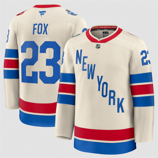 Youth New York Rangers #23 Adam Fox Beige 2026 Winter Classic Stitched Hockey Jersey