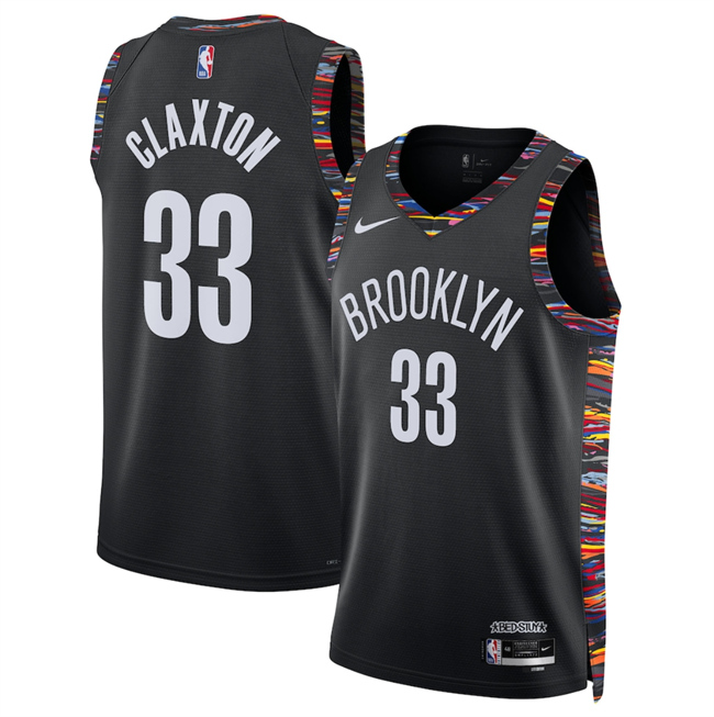 Men's Brooklyn Nets #33 Nic Claxton Black 2025-26 City Edition Stitched Basketball Jersey