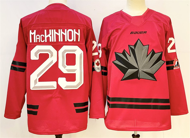 Men's Canada Hockey #29 Nathan MacKinnon Red Stitched Jersey