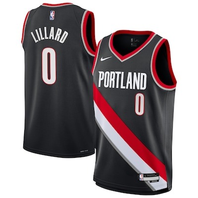 Youth Portland Trail Blazers #0 Damian Lillard Black Nike Icon Edition Swingman Stitched Jersey