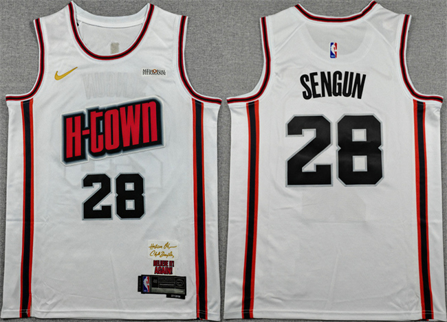 Men's Houston Rockets #28 Alperen Sengun White 2024-25 City Edition Stitched Jersey