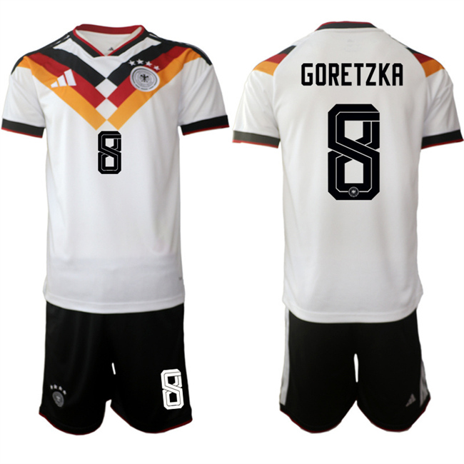 Men's Germany #8 Leon Goretzka White 2025 26 Home Soccer Jersey Suit