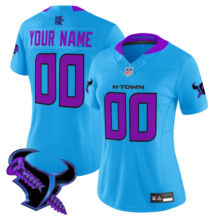 Women's Houston Texans Custom 2025 DJ Screw F.U.S.E. Vapor Limited Stitched Jersey Blue
