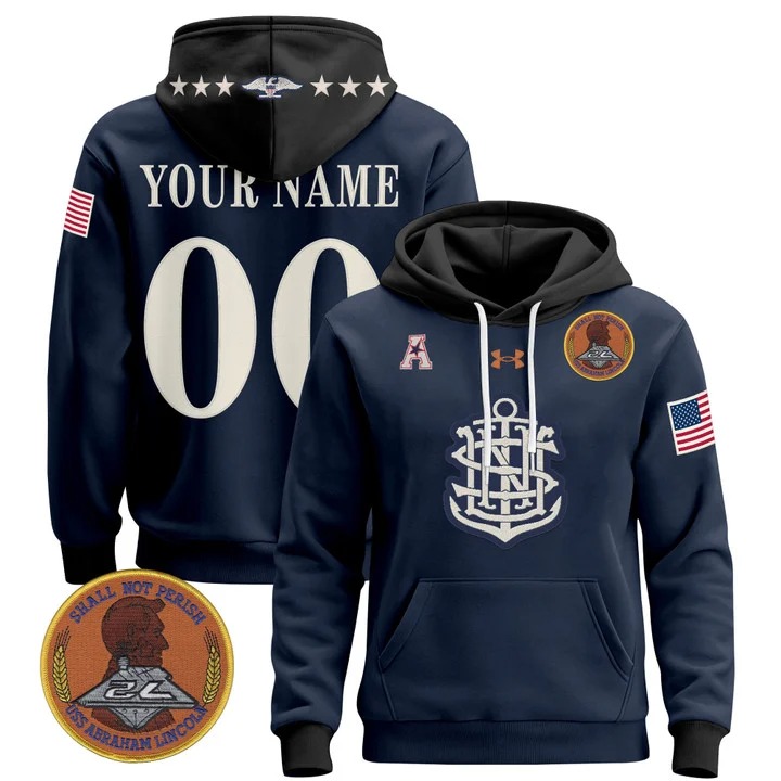 Navy Midshipmen Custom with 250th Anniversary Pullover Stitched Hoodie Navy
