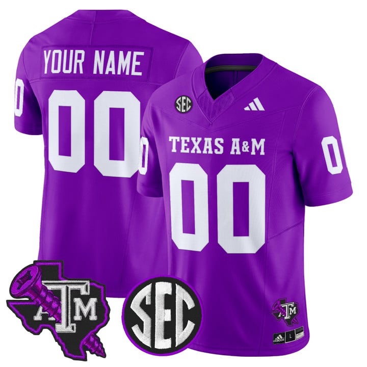 Men's Texas A&M Aggies Custom DJ Screw Vapor F.U.S.E. Limited Stitched football Jersey Purple