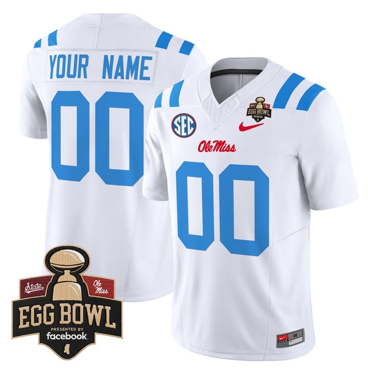 Men's Ole Miss Rebels Custom 2025 Egg Bowl F.U.S.E. Vapor Limited Stitched football Jersey White Limited