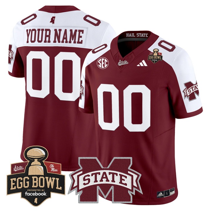 Men's Mississippi State Bulldogs Custom 2025 Egg Bowl Vapor Limited Stitched football Jersey Maroon Alternate