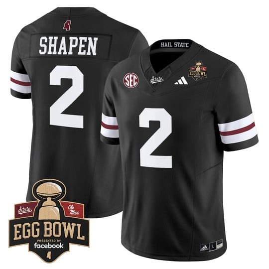 Men's Mississippi State Bulldogs #2 Blake Shapen Black 2025 Egg Bowl Vapor Limited Stitched football Jersey