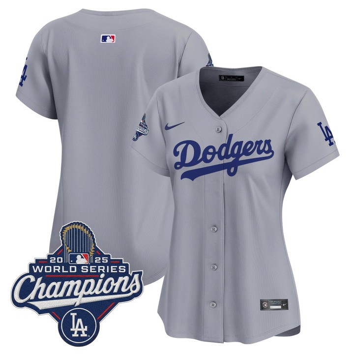 Women's Dodgers Blank 2025 World Series Champions Nike Limited Jersey Grey