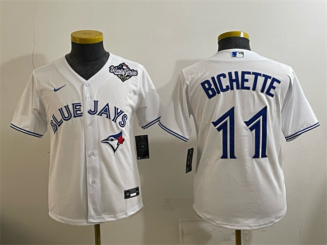 Youth Toronto Blue Jays #11 Bo Bichette White 2025 World Series Cool Base Stitched Baseball Jersey