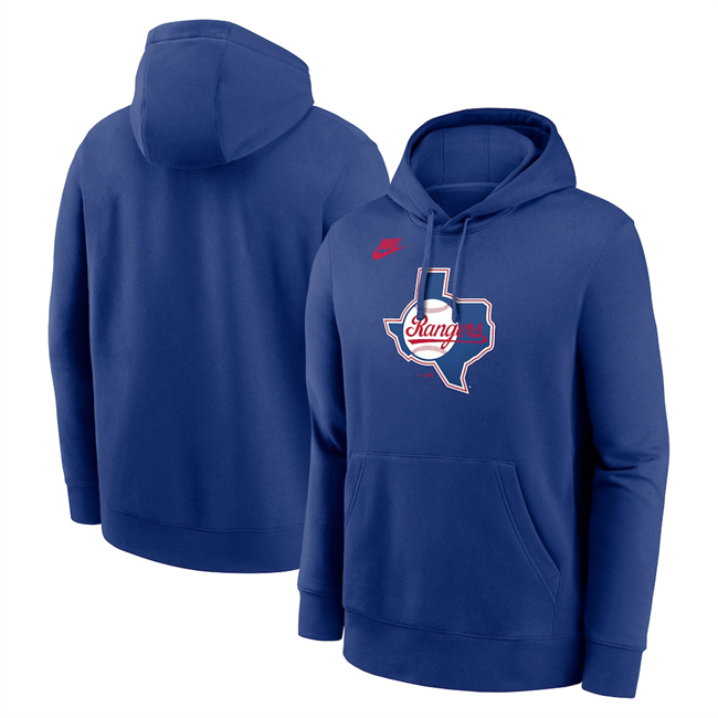 Men's Texas Rangers Royal Cooperstown Collection Logo Club Pullover Hoodie