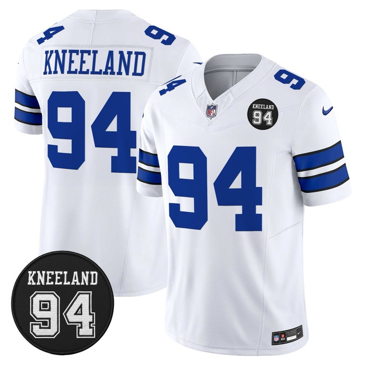 Men's Dallas Cowboys #94 Marshawn Kneeland Memorial Patch F.U.S.E. 2025 Vapor Limited Stitched Jersey White