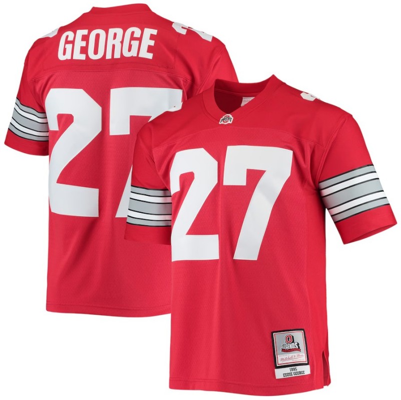 Men's Ohio State Buckeyes #27 Eddie George Scarlet 1995 Replica Throwback Legacy Jersey