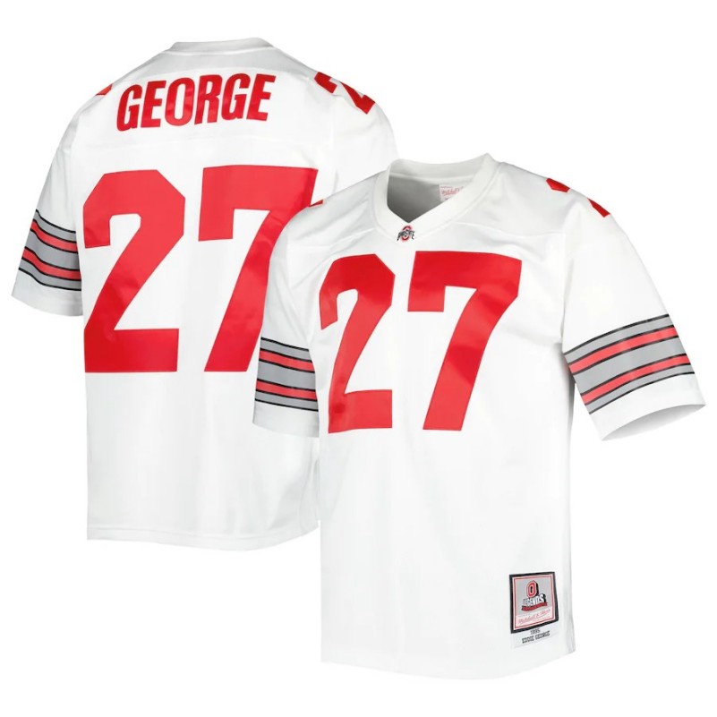 Men's Ohio State Buckeyes #27 Eddie George White 1995 Replica Throwback Jersey