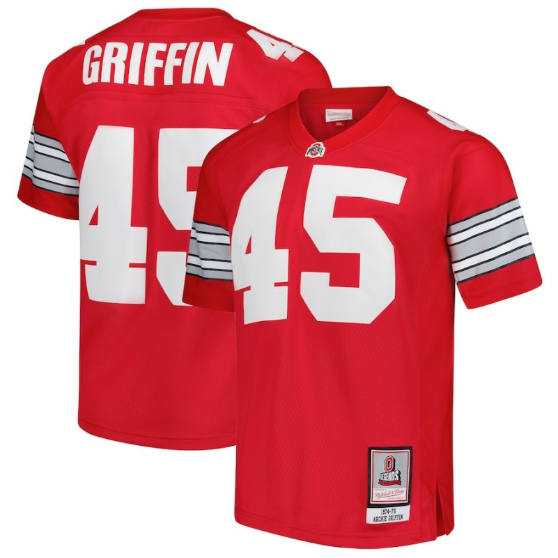 Men's Ohio State Buckeyes #45 Archie Griffin Scarlet 1974-75 Replica Throwback Jersey