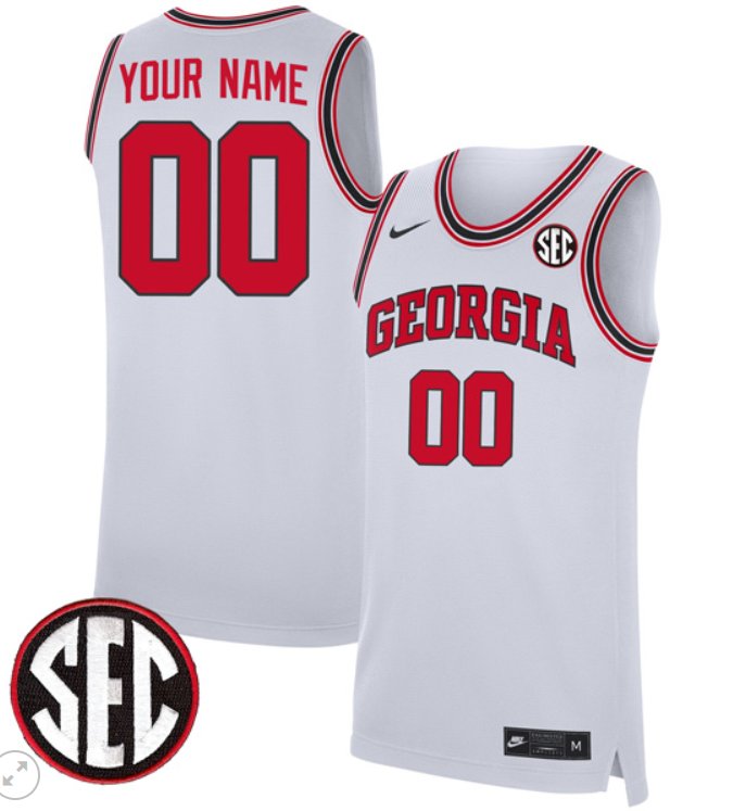 Custom Georgia Bulldogs Jersey College Basketball Stiched Throwback White Custom Georgia Bulldogs Jersey College Basketball Stiched Throwback White
