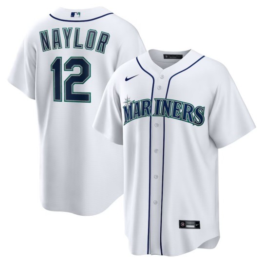 Men's Seattle Mariners #12 Josh Naylor White Home Nike Replica Jersey
