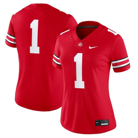 Women's Ohio State Buckeyes #1 Red Scarlet Nike Game Jersey