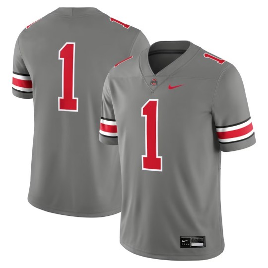 Men's Ohio State Buckeyes #1 Grey Steel Nike Alternate Game Jersey