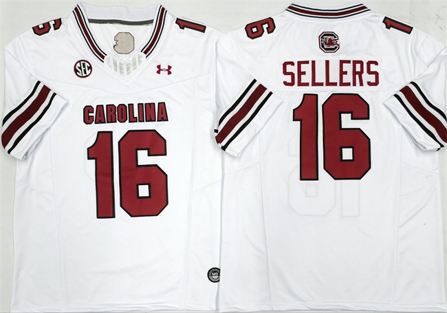Men's South Carolina Fighting Gamecocks #16 LaNorris Sellers White F.U.S.E. Stitched Jersey