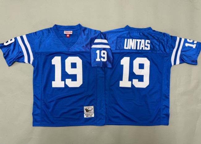 Youth Indianapolis Colts #19 Johnny Unitas Blue Throwback Stitched Jersey