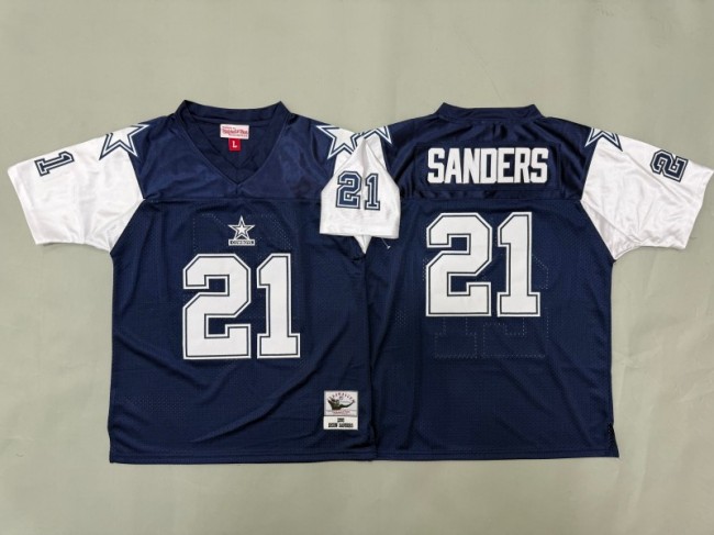 Youth Dallas Cowboys #21 Deion Sanders Navy Alternate 1995 Throwback Stitched Jersey